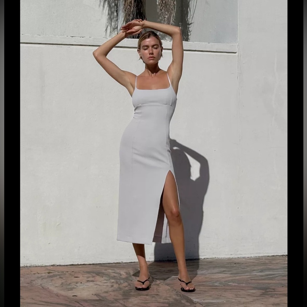 Zara interlock stretch slit midi dress